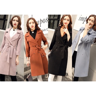 (พร้อมส่ง)Trench Coat ผ้าดี ทรงสวย ติดกระดุมหน้า แต่งสาบด้านหลัง