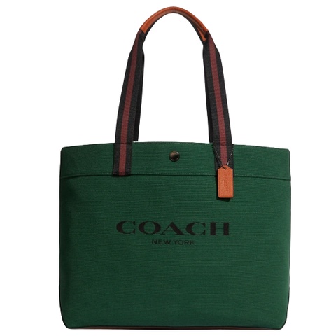 [Coach®] Tote Bag 38 Canvas Clblk, JI/Kelly Green Dark Saddle กระเป๋าโค้ช กระเป๋าสะพายข้างใบใหญ่ ผ้าแคนวาส