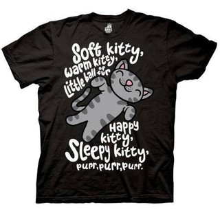 เสื้อยืดพิมพ์ลายprintingComedy Tv Show The Big Bang Theory Soft Kitty Warm Kitty Tee 100% Cotton Men T-Shirt Fathers Da