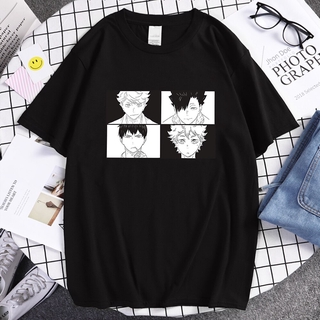 DRG 100%Cotton เสื้อยืดแขนสั้นพิมพ์ลาย Haikyuu Japan Anime สไตล์ฮิปฮอปสําหรับผู้ชาย