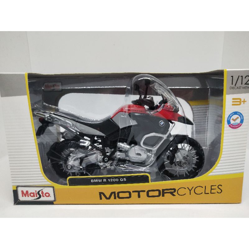 Model รถ BMW R1200 GS สีแดง ขนาด 1:12