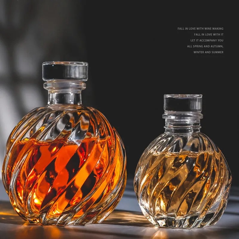 100-250ml Mini Diamond-Shaped Small Wine Bottle with Cork Stripes Whiskey Brandy Vodka Shochu Fruit 