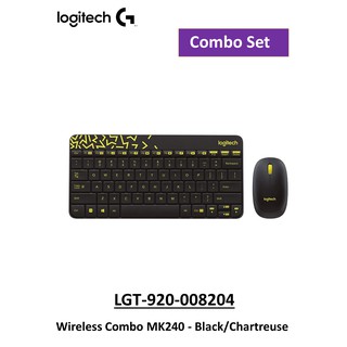 Logitech Wireless Mouse + Keyboard MK240 Black Chartreuse (ไทย/อังกฤษ)