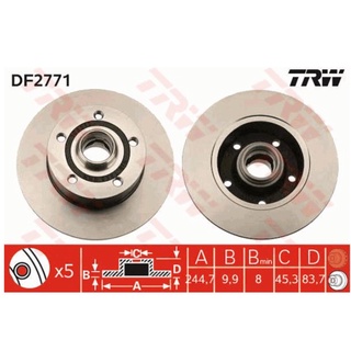 จานเบรกหลัง TRW : AUDI A4 1.8 1995-1997 ***ราคาต่อใบ