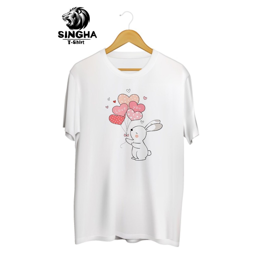 SINGHA T-Shirt Valentine's 💕 เสื้อยืดสกรีนลาย กระต่ายหัวใจ