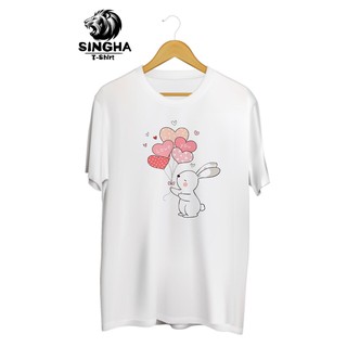 SINGHA T-Shirt Valentines 💕 เสื้อยืดสกรีนลาย กระต่ายหัวใจ