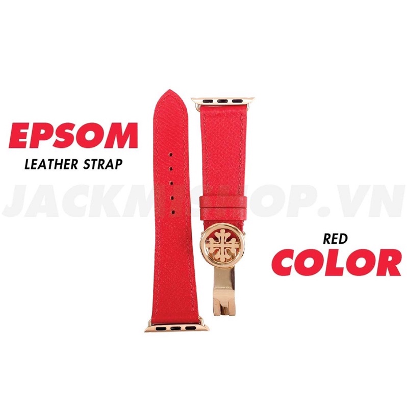 Epsom สายหนังสีแดงสด Pa tek aw series 9 8 7 6 SE 5 4 3 2 1 ขนาด 49 มม. 45 มม. 44 มม. 42 มม. 41 มม. 4