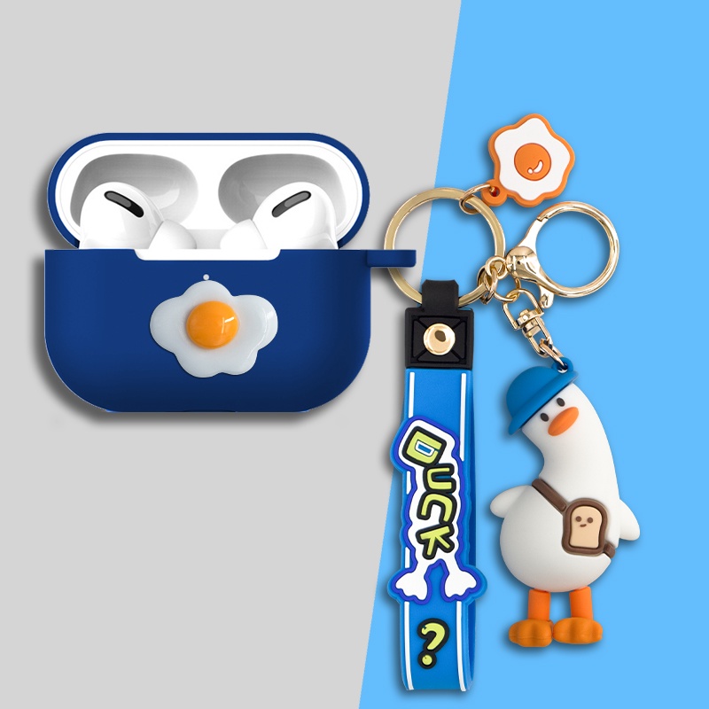 Compatible with AirPods Pro2 Case Cute Duck Cartoon Burger Keychain Pendant for AirPods 3 Silicone Soft Case Cover Creative Space Astronaut Cute Doraemon Pokemon Pikachu AirPods Pro Earphone Case Cover for AirPods 2 Cover