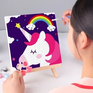 ภาพระบายสีตามตัวเลข DIY 20×20 ซม. 50 ลาย | พร้อมเฟรมไม้ + อุปกรณ์ครบ | Paint by Numbers ตกแต่งบ้าน