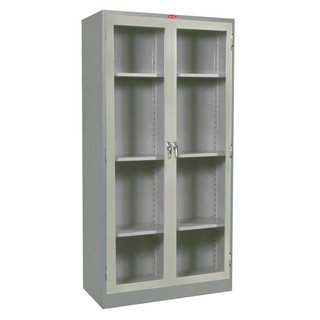 File cabinet HIGH CABINET PRELUDE PK-200 GREY Office furniture Home &amp; Furniture ตู้เอกสาร ตู้เอกสาร 2 บานกระจก PRELUDE P