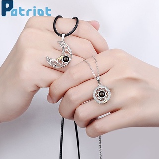 [ 2Pcs/Set Creative Metal Sun And Moon Pendant Necklace  Sliver Lover Necklace ] [  Lover Couple Gifts Jewelry Accessories ]