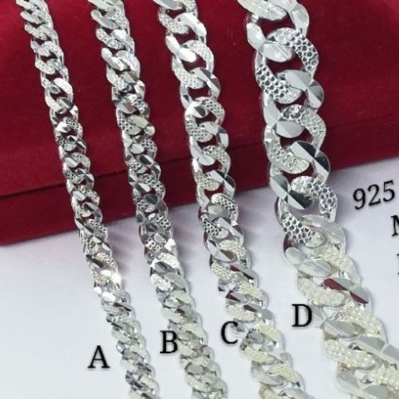 กําไลข้อมือเงิน 925 ผู้ชายผู้หญิง Gelang Tangan Lelaki Perempuan Perak Tulen สร้อยข้อมือ 925