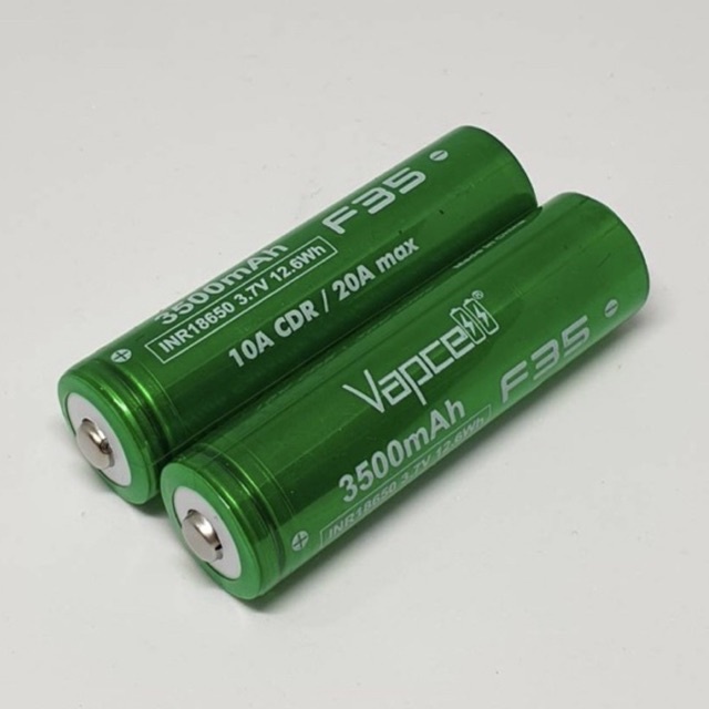 ของแท้100%Vapcell F35 INR18650 3500mAh 3.7V รุ่นมีหัว เหมาะสำหรับไฟฉาย(2ก้อนแถมกระเป๋าใส่ถ่าน)