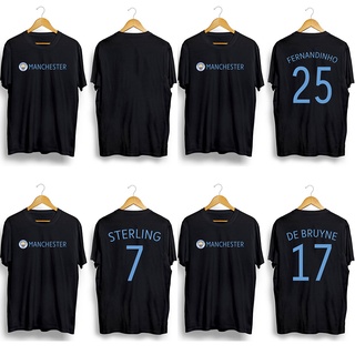 แมนเชสเตอร์ซิตี้ เอฟซี เสื้อยืดคอกลม พิมพ์ลาย Sterling De Bruyne Fernandinho สีดํา สีขาว สําหรับผู้ชาย และผู้หญิง ทุกเพศ