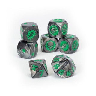 [พร้อมส่ง] WARHAMMER Blood Bowl:BLOOD BOWL BLACK ORC TEAM DICE SET ลูกเต๋าประกอบการเล่น