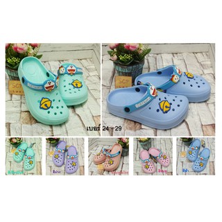 รองเท้าเด็ก หัวโต ทรง Crocs โดเรมอน Doraemon ลิขสิทธิ์แท้ DRM size 24-29 เบา นุ่ม ใส่สบาย