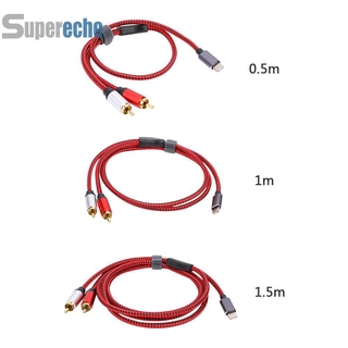 Sup สายสัญญาณเสียง Usb Type C Male To 2 Rca Male สําหรับ Xiaomi Huawei Tablet Speaker