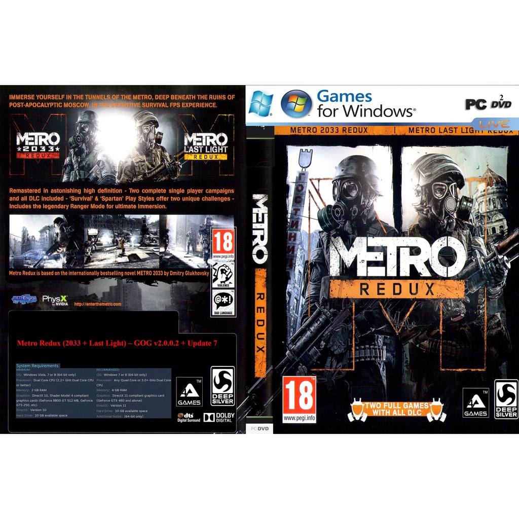 Metro Redux (2033 + Last Light) – GOG v2.0.0.2 + Update 7 PC GAME [ออฟไลน์ INSTALLATION]