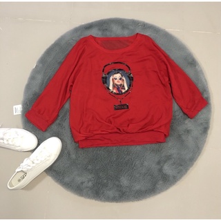 เสื้อแฟชั่นสีแดงสด(อก42-44")ยาว26"