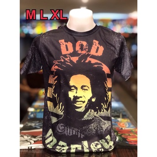 เสื้อวง Bob Marley OVP (โอเวอร์ปริ้นท์) แขนสั้น ผ้าคอตตอนผสมโพลี พิมลายทั้งตัว