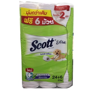 Scott Extra สก๊อตต์ กระดาษชำระ เอ็กซ์ตร้า ดับเบิ้ล โรล (24 + 6 ม้วน) (8850039204243)