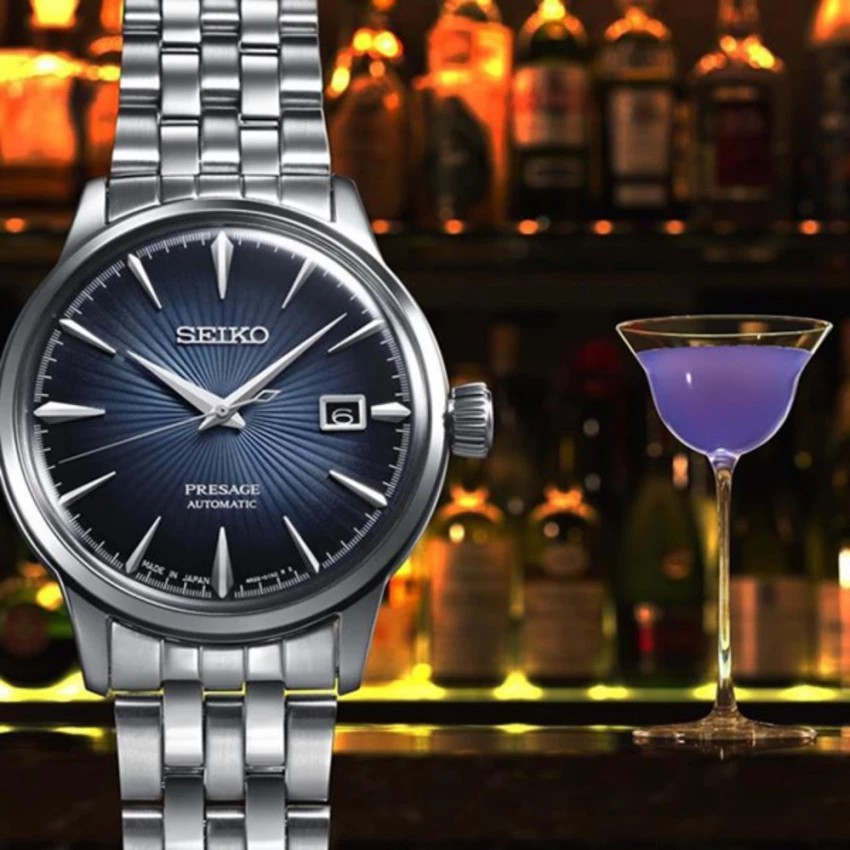 SEIKO Presage Automatic Men's Watch สีเงิน/สีฟ้า สายสแตนเลส รุ่น SRPB41J1