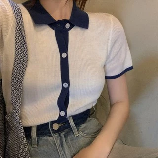 Gakki เสื้อยืดโปโลแขนสั้น POLO เสื้อไหมพรม ผ้านิ่มใส่สบาย ฟรีไซส์ พร้อมส่ง 47048#