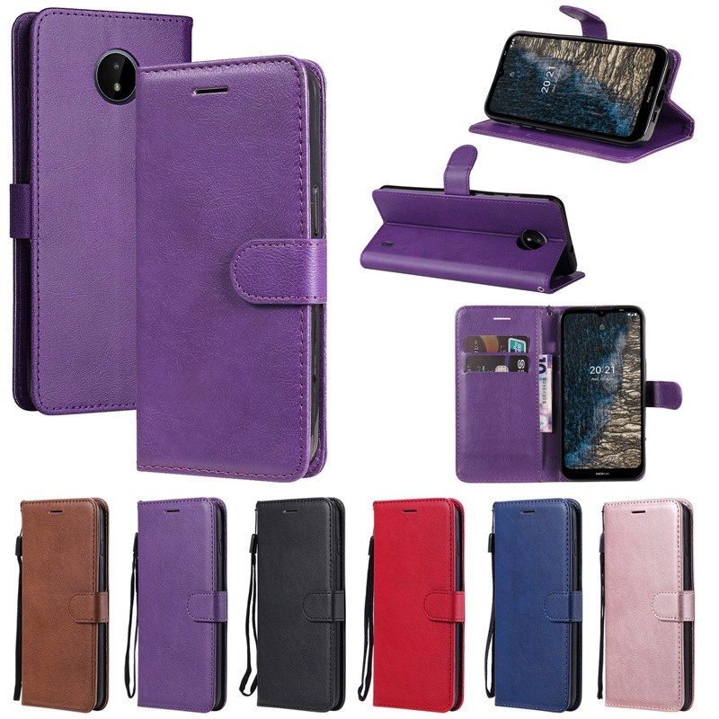 ช่องสีทึบ Casine สําหรับ Nokia G20 G10 6.3 X20 X10 C10 C20 G21 G11 เคสโทรศัพท์พลิกกระเป๋าสตางค์นุ่ม PU หนังช่องใส่การ์ดสีทึบใส่การ์ด Holde TPU ซิลิโคน
