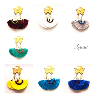 ต่างหู พู่หยดน้ำ Earring macrame tassel drop shape