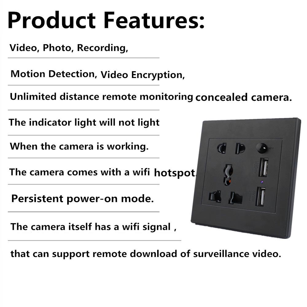 1080p HD Mini กล้อง IP WIFI กล้องวงจรปิดห้องนอน Office Home Security Mini USB เครื่องชาร์จขนาดเล็ก Wall Socket กล้อง