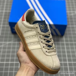 รองเท้าลำลองของแท้ 100% ☎▨รองเท้า Adidas Gazelle ลายทางสีเทาสีขาว ผลิตในประเทศอินโดนีเซีย