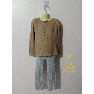 เสื้อแขนยาว+กางเกงเลคกิ้ง ไซส์5-6ขวบ(k101)