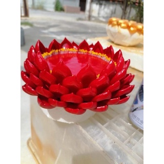 ฐานบัวรองพระ (สีแดงเข้มประดับเพชร เคลือบเงา)