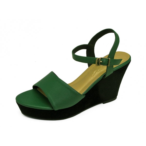 [แท้]TAYWIN รองเท้าแตะผู้หญิงส้นเตารีดหนังแท้ รุ่น HSC-93 หนังนิ่มสีเขียวสด