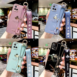 Soft Case Vivo Y33S Y21S เคส Vivo Y21T เคส Vivo Y71T เคส Vivo V23E Case Vivo V17 V15 V20 SE Case Vivo Y15S Y15A Case Vivo Y51 Y51A Y53S Case Vivo V5 Lite Y66 S10E V21E Case เคสโทรศัพท์มือถือ ยางซิลิโคนนิ่ม ลายใบเมเปิ้ล พร้อมสายคล้องข้อมือ