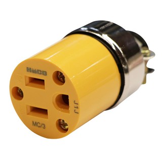 ปลั๊กกลางทาง(ตัวเมีย) เหล็ก 3ขา HACO สีเหลือง METAL-CLAD CONNECTOR HACO 3-PIN YELLOW