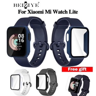 Xiaomi Mi Watch Lite สมาร์ทวอช เคสกระจก+สายนาฬิกาข้อมือซิลิโคนสําหรับ xiaomi mi watch lite