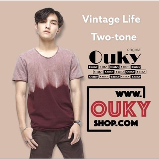 Ouky เสื้อยืดแฟชั่น T-Shirt เสื้อยืดสีทูโทน ผ้าCotton 100%