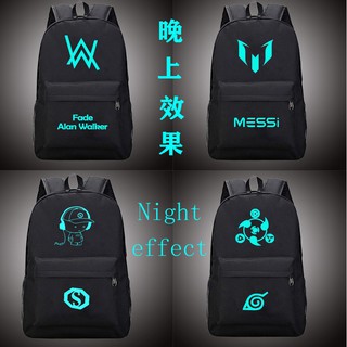 bag waterproof✼Naruto กระเป๋าเป้สะพายหลัง Alan Walker กระเป๋าเป้สะพายหลัง Barcelona กระเป๋านักเรียน กระเป๋านักเรียน Mess