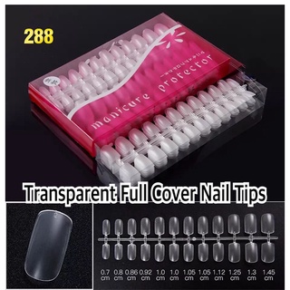 🪴เล็บปลอม เล็บพีวีซีอย่างดี เล็บกล่องชมพู Transparent Full Cover flexible Nail Tips