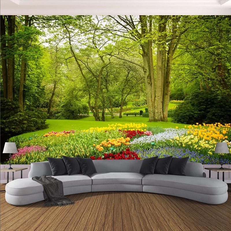 Custom mural wallpaper 3d green forest landscape wall painting living room  tv sofa background wall decor papel de parede | Shopee Thailand