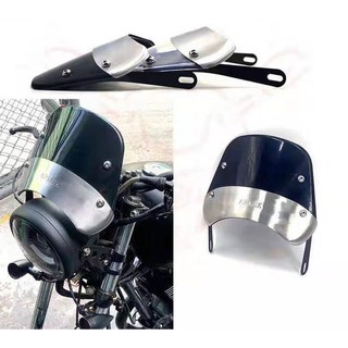 ชิวหน้า (windshield) สำหรับรถ Cafe, Retro ขนาด 7.5x9.45" วัสดุ ABS + Aluminum bracket