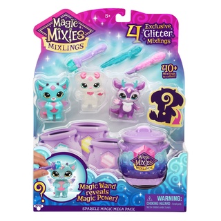 Magic Mixies Mixlings Sparkle Magic Mega 4 Pack, Magic Wand Reveals Magic Power ไม้กายสิทธิ์ ของเล่นมายากล สําหรับเด็ก 4 แพ็ค