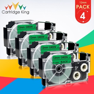 4PK 12mm XR-12GN XR 12GN XR12GN Black on Green Label Tape Cartridge Replace for Casio EZ Printer KL-60-L KL-120L KL-100