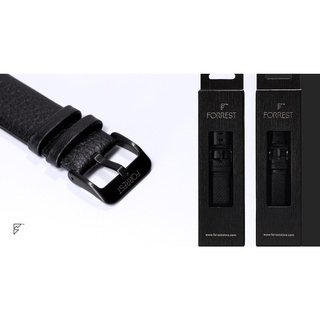 Forrest Leather Black Strap สายนาฬิกาหนังเเท้สีดำ รุ่น Metal Black Forrest