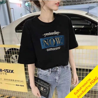 เดรสคอกลมแขนสั้นพิมพ์ลายเสื้อยืดแขนสั้นสีขาว oversize shirt เสื้อโอเวอร์ไซส์ผู้หญิง เสื้อผ้าเกาหลี เสื้อทีมเพื่อน เสื้อย