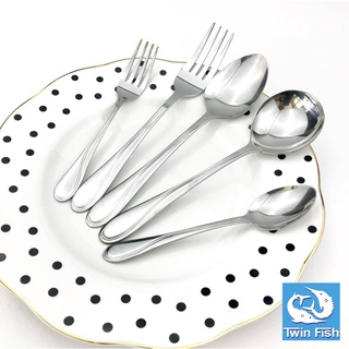 TwinFish 1ชิ้น ช้อนส้อมครบเซต อุปกรณ์ใช้ทานอาหาร  ไม่หักงอง่…