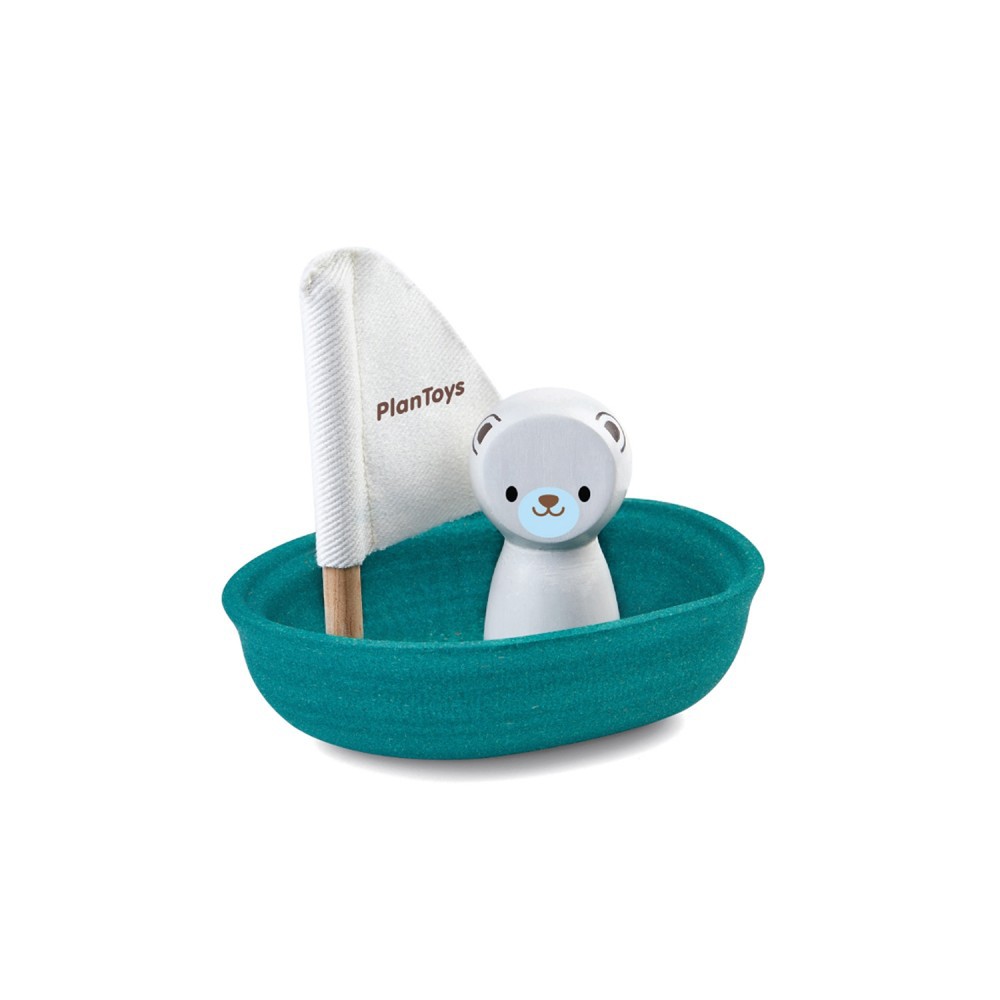 PlanToys ของเล่นไม้ 5712 Sailing Boat - Polar Bear เรือใบหมีขั้วโลก เสริมพัฒนาการ สำหรับเด็กอายุ 12 เดือน ขึ้นไป
