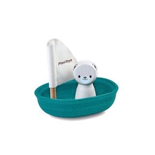 PlanToys 5712 Sailing Boat-polar Bear ของเล่นไม้ ลอยน้ำ เรือหมีขั้วโลก