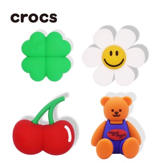 Jibbitz crocs จี้รูปการ์ตูนหมี ใบโคลเวอร์ 3D อุปกรณ์เสริม สําหรับตกแต่ง